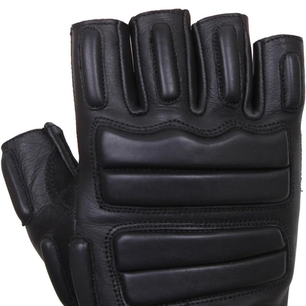 Rothco Fingerless Padded Tactical Gloves - Leather Shell, Foam Padded Back & Knuckles, Suede Palms