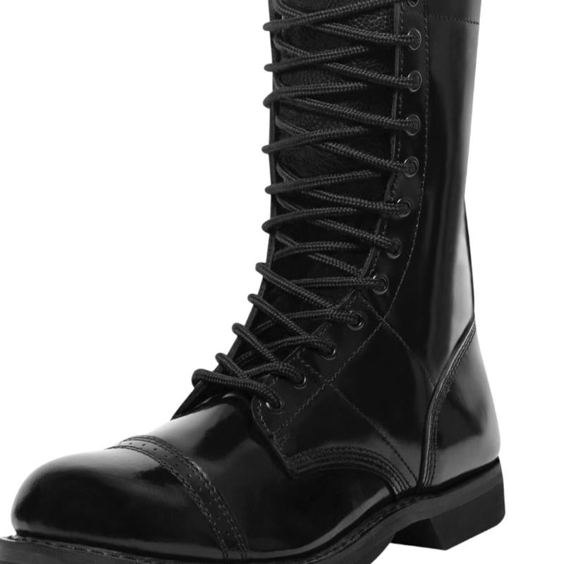 Rothco Leather Jump Boots - 10 Inch Black Boot, Cushioned Insole, Oil-Resistant Beveled Outsole, Steel Shank, 12-Eyelet Lace System, Boot