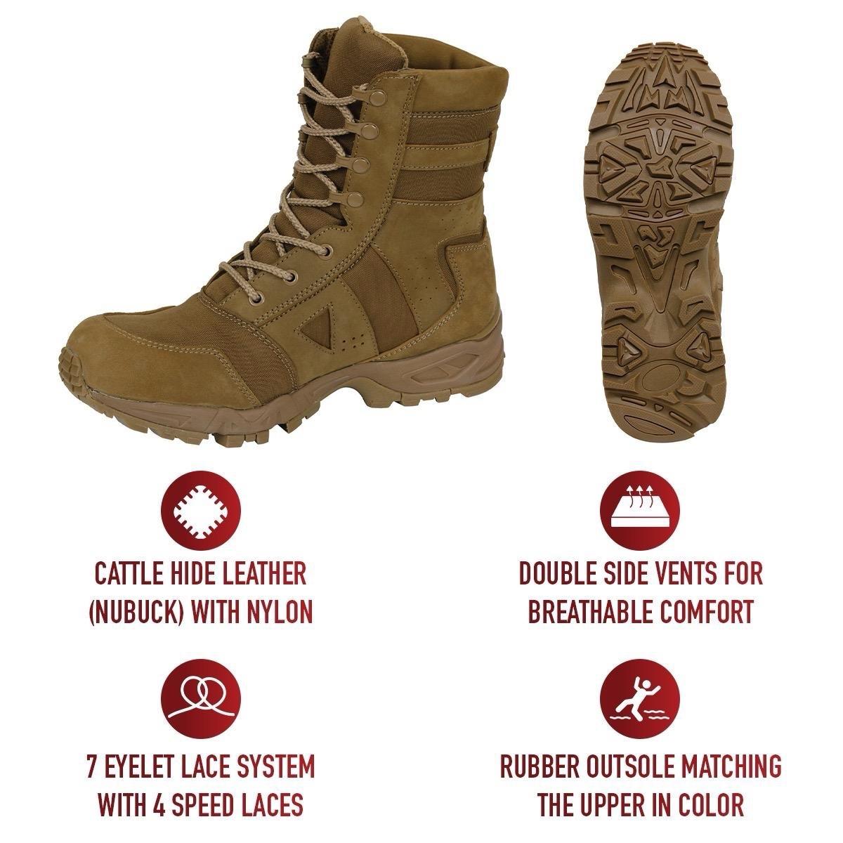 Rothco Coyote Brown Forced Entry Tactical Boots 8 Inch - Comfortable Design Footwear Boot