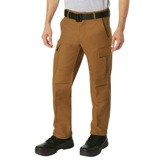 Rothco Active Flex Fleece Lined Canvas Work Pants Work Brown - Casual Straight Outdoor Cargo Menswear Trousers