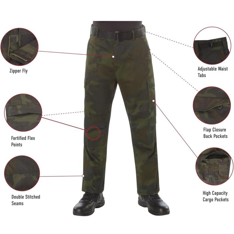 Rothco Midnight Camo Tactical BDU Pants - Cargo Camouflage Menswear Midnight Black Camo, Midnight Woodland Camo Cargo Trousers