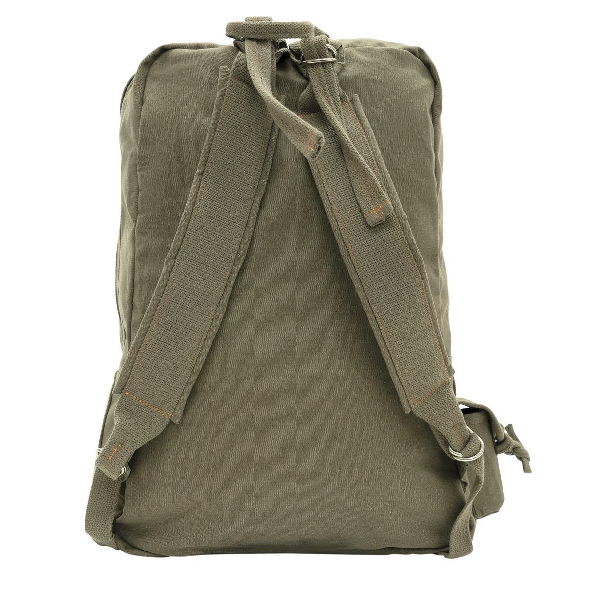 Rothco Vintage Canvas Flight Bag - Hiking, Camping Backpack, Brown, Black, Olive Drab