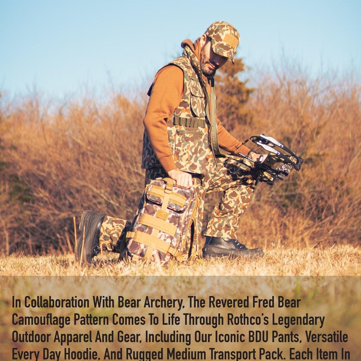 Rothco X Bear Archery Fred Bear Camo Concealed Carry Advanced Tactical Bag with Drawstring Closure, 16 Utility Pockets, and MOLLE Compatible Features