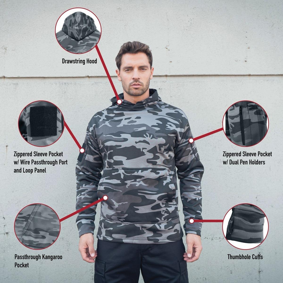Rothco Concealed Carry Hoodie - Waistband-carry Kangaroo Pocket - Fabric Menswear Tops Casual Pullover Long Sleeve sweatshirt