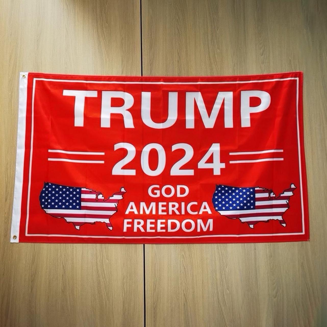 Trump 2024 God American Freedom Flag Banner - Red, 3x5 Feet, Polyester Lightweight