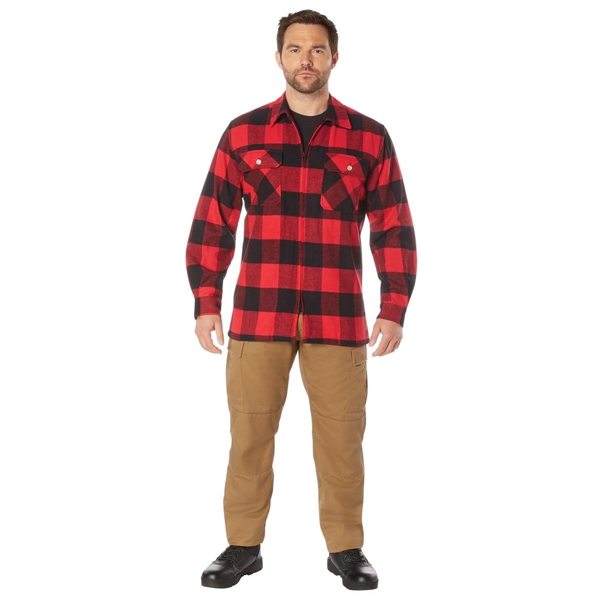 Rothco Concealed Carry Flannel Shirt Menwear Buffalo Plaid Heavyweight Casual Flannel Top, Pockets For Secure And Discreet Storage Menswear Long Sleeve Collar Longsleeves Underwear Checked Checkered