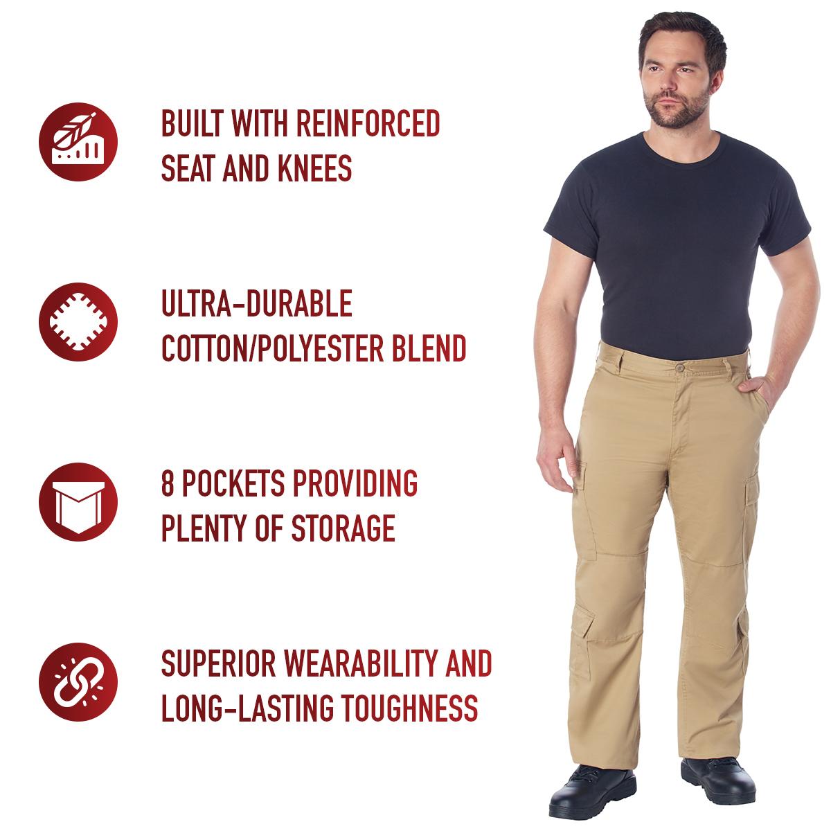 Rothco Vintage Paratrooper Cargo Fatigue Pants - Men's Tactical Cargo Pants Hiking Pants Camping Pants Fishing Pants Hunting Pants Khaki Menswear