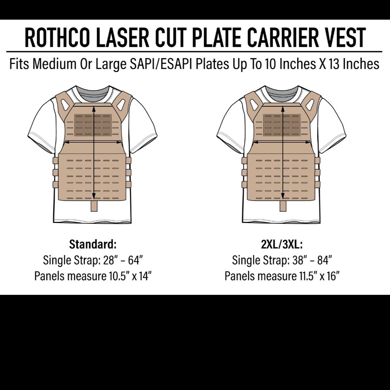 ROTHCO Laser Cut MOLLE Plate Carrier Vest - Military Tactical Gear with Air Mesh Padding - Available in Multiple Colors