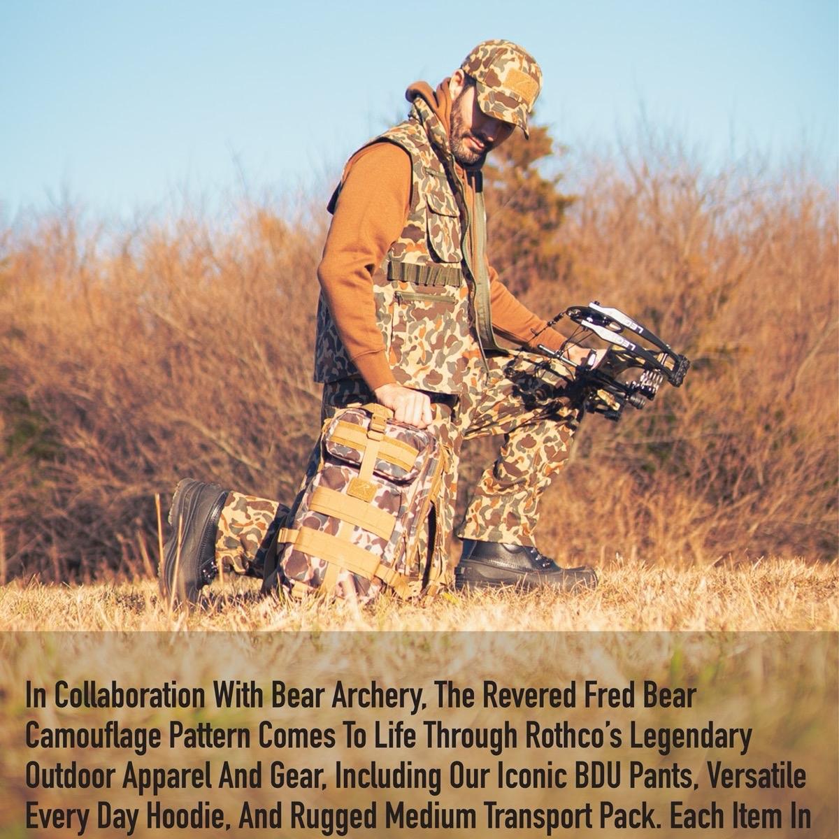 Rothco X Bear Archery Fred Bear Camo Special Ops Soft Shell Jacket for Men - Waterproof 3-Layer Fabric, Fleece Lining, 8 Tactical Pockets - Camouflage