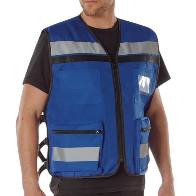 ROTHCO EMS Rescue Vest - Safety Vest with Reflective 2 Inch Grey Tape, 2 Large Zippered Cargo Pockets & Breast Pockets with ID Holder