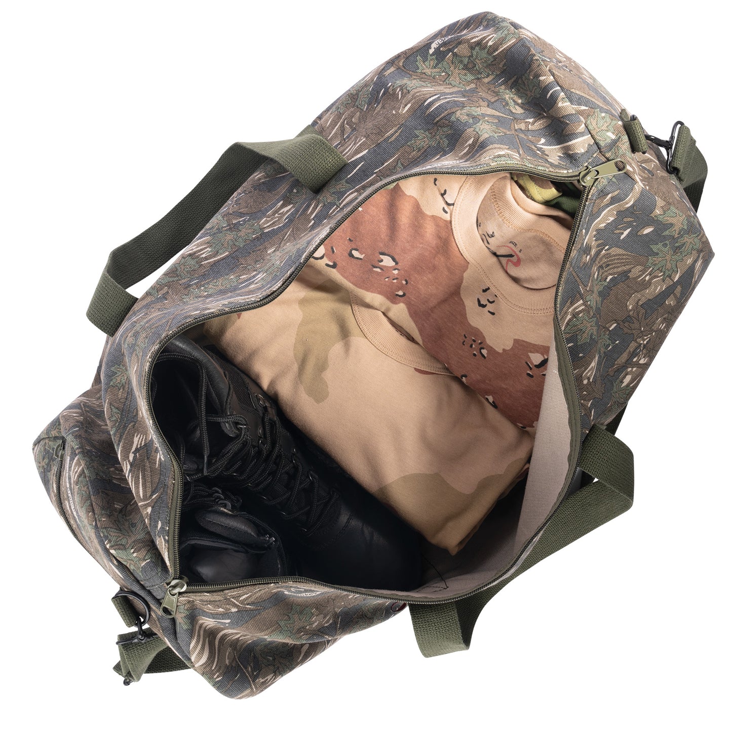 Rothco Canvas Shoulder Duffle Bag Heavy-Duty Canvas Shoulder Duffle Bag Military Style Duffle Bag All-In-One Storage Bag Durable Heavyweight Canvas Fabric Traveling Camping In The Woods, Or Working Out In The Gym Bag