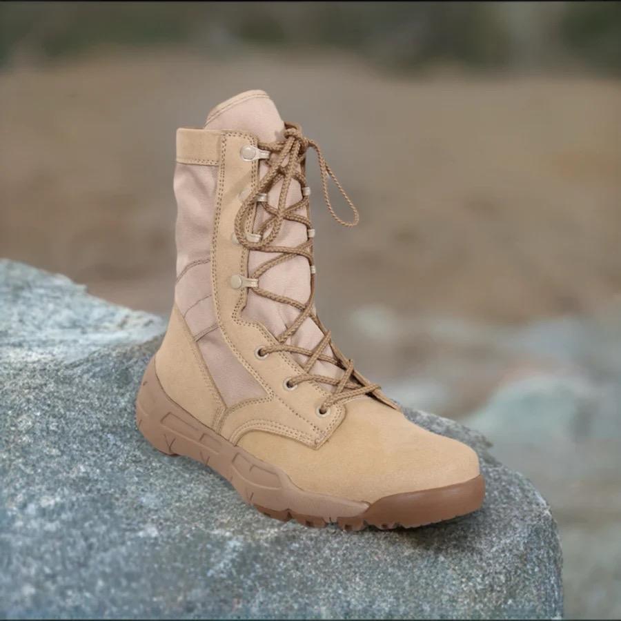 Rothco V-Max Lightweight Tactical Boots - 8 Inch Boot Black, Coyote Brown, Desert Sand, 7 Eyelets, Removable Insole, Padded Collar - Footwear, Boots
