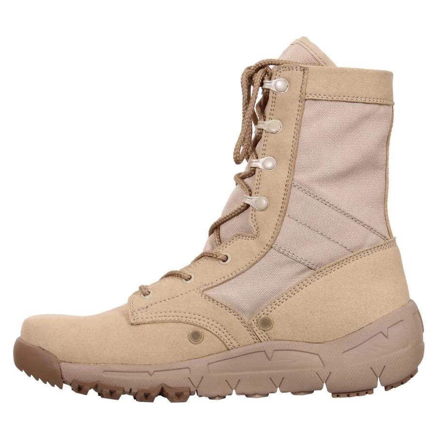 Rothco V-Max Lightweight Tactical Boots - 8 Inch Boot Black, Coyote Brown, Desert Sand, 7 Eyelets, Removable Insole, Padded Collar - Footwear Boots