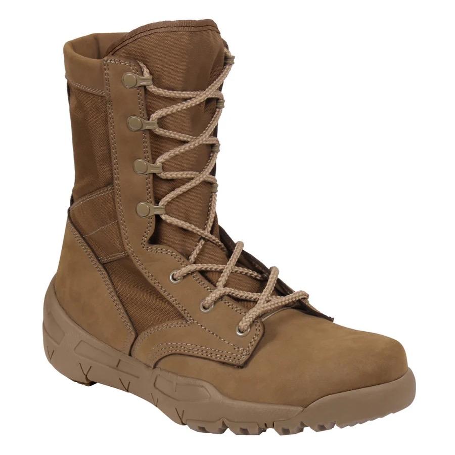 Rothco V-Max Lightweight Tactical Boots - 8 Inch Boot Black, Coyote Brown, Desert Sand, 7 Eyelets, Removable Insole, Padded Collar - Footwear, Boots