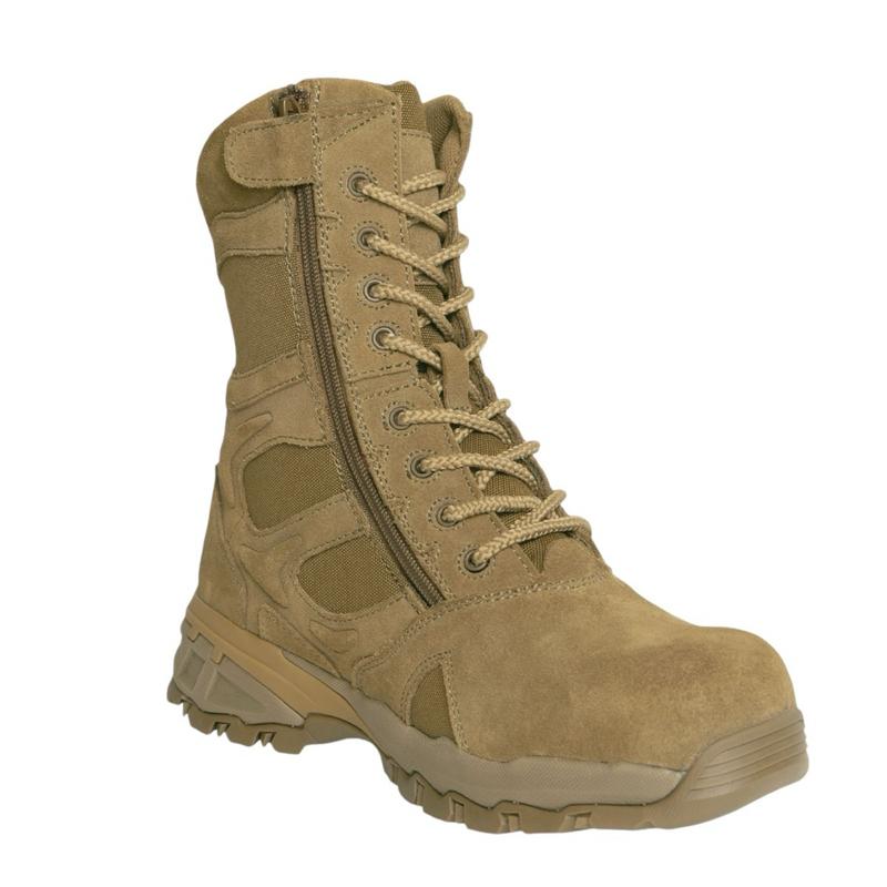 Rothco Forced Entry Composite Toe Boots with Side Zip Coyote Brown, Tactical Boot - 8 Inch