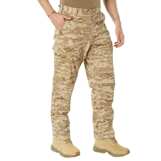 Rothco Digital Camo Tactical BDU Pants Desert Digital Camo - For Men or Women Camouflage Cargo Outdoor BDU Pant
