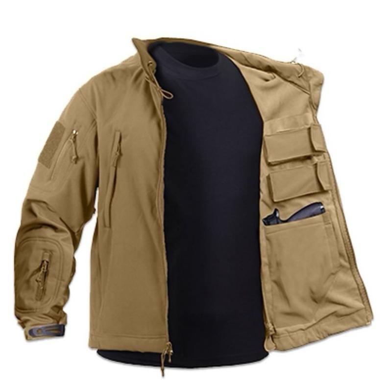 Rothco Men’s Casual Soft Shell Jacket Colors Coyote Brown, Black, Midnight Navy Blue, Olive Drab, Woodland Camo, Gunmetal Grey, - Concealed Carry