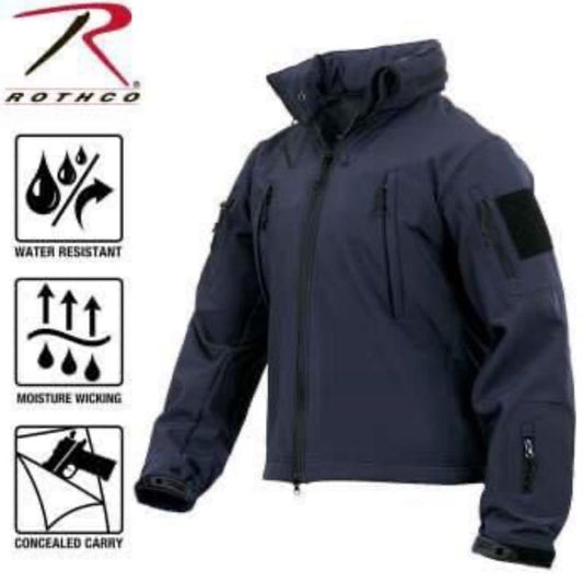 Rothco Men’s Casual Soft Shell Jacket Colors Midnight Navy Blue, Olive Drab, Black, Woodland Camo, Coyote Brown, Gunmetal Grey, - Concealed Carry