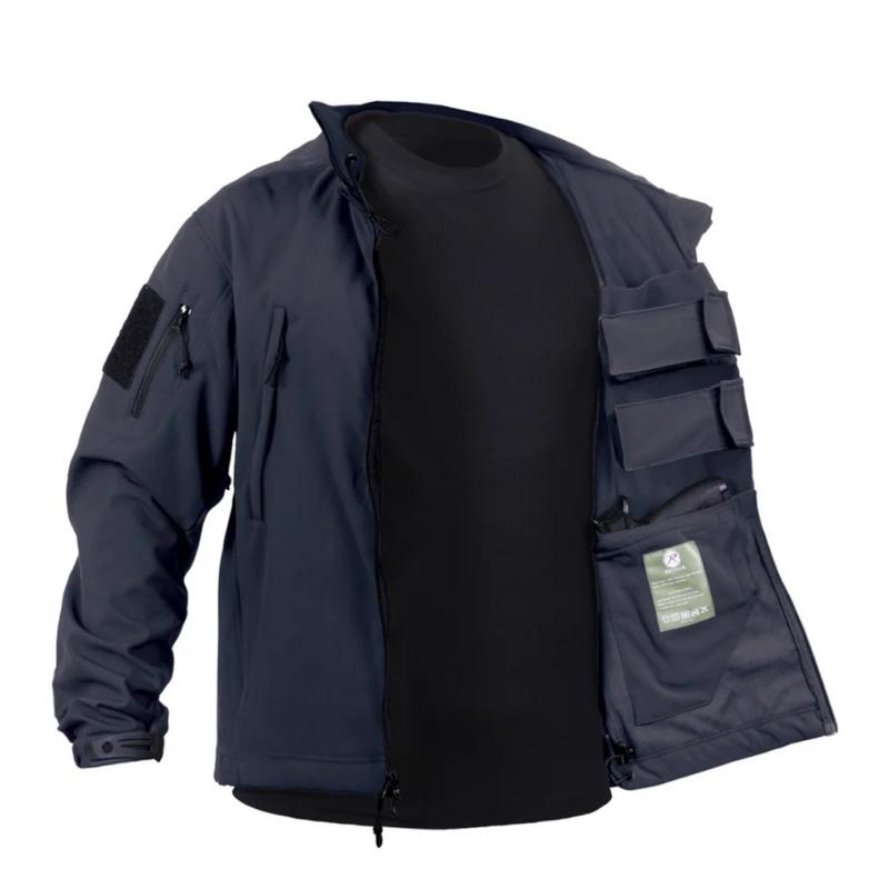 Rothco Men’s Casual Soft Shell Jacket Colors Coyote Brown, Black, Midnight Navy Blue, Olive Drab, Woodland Camo, Gunmetal Grey, - Concealed Carry