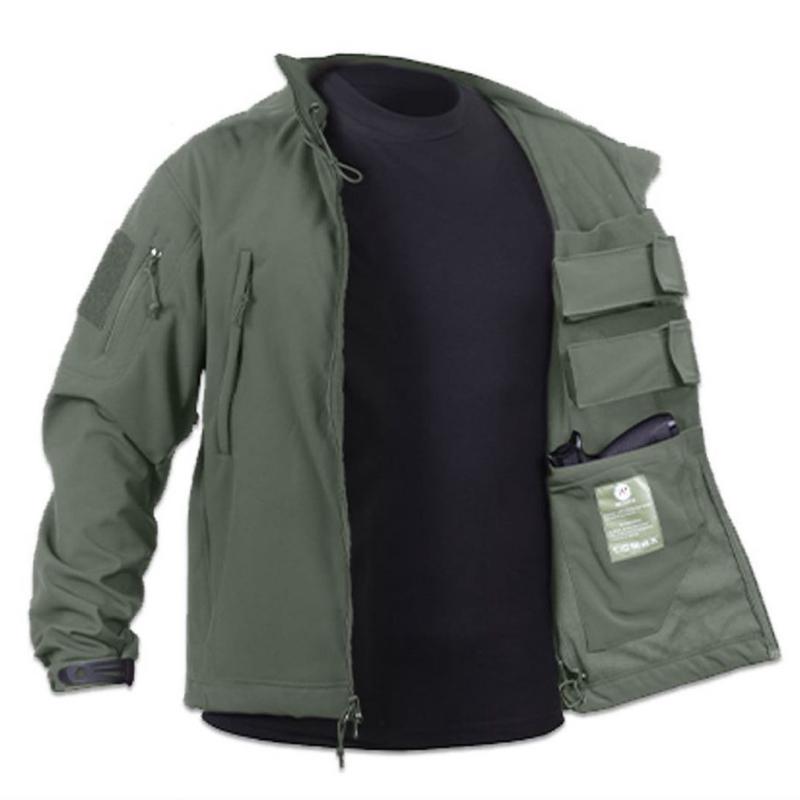 Rothco Men’s Casual Soft Shell Jacket Colors Midnight Navy Blue, Olive Drab, Black, Woodland Camo, Coyote Brown, Gunmetal Grey, - Concealed Carry