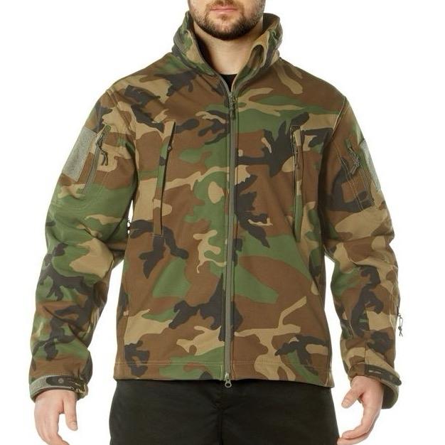 Rothco Men’s Casual Soft Shell Jacket Colors Olive Drab, Black, Woodland Camo, Coyote Brown, Gunmetal Grey, Midnight Navy Blue, - Concealed Carry