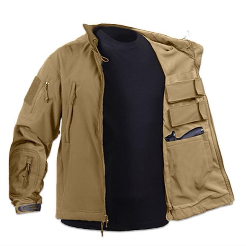 Rothco Men’s Casual Soft Shell Jacket Colors Olive Drab, Black, Woodland Camo, Coyote Brown, Gunmetal Grey, Midnight Navy Blue, - Concealed Carry