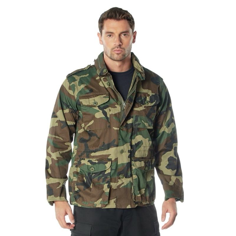 Rothco Vintage Lightweight M-65 Field Jacket - Available in Black, Woodland Camo, Sage Green, Tiger Stripe Camo Menswear