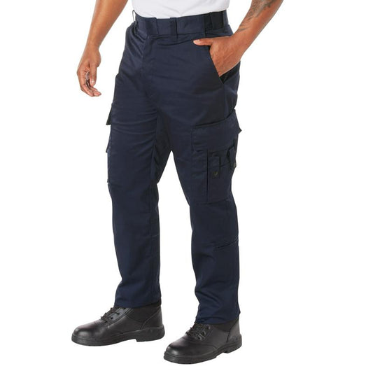 Rothco Men’s Deluxe Utility EMT Cargo Pants - Navy Blue EMT Pants, Rothco Deluxe Men’s Navy Blue EMT Work Pants, 32 Inches, Cotton-Polyester Blend, Durable Design Menswear Workwear Trouser