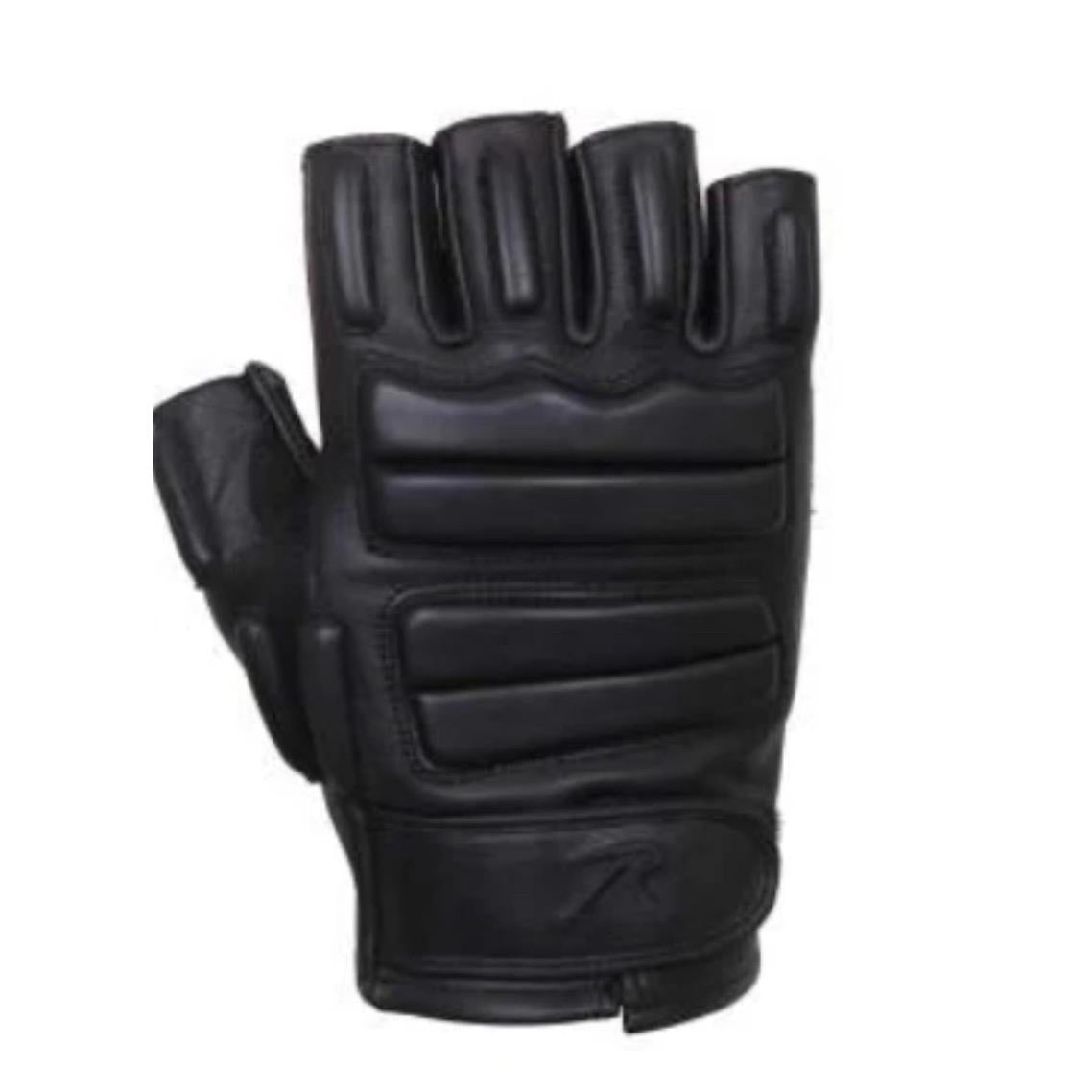 Rothco Fingerless Padded Tactical Gloves - Leather Shell, Foam Padded Back & Knuckles, Suede Palms