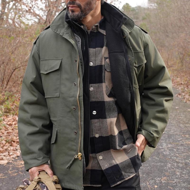 Rothco Vintage Lightweight M-65 Field Jacket - Available in Black, Woodland Camo, Sage Green, Tiger Stripe Camo Menswear