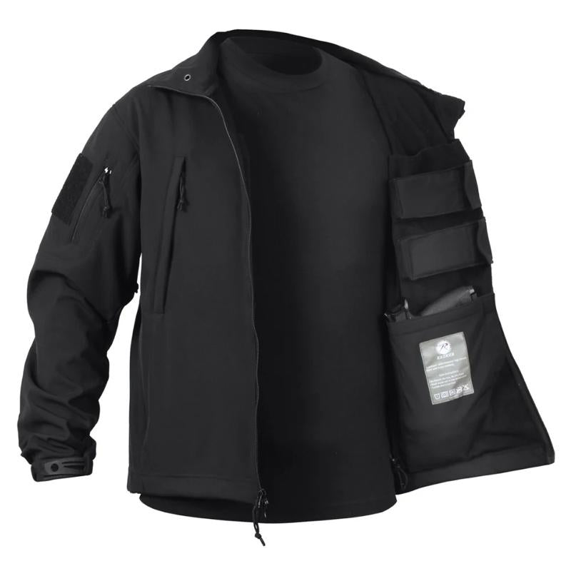 Rothco Men’s Casual Soft Shell Black Jacket - Rothco Men’s Soft Shell Jackets - Concealed Carry