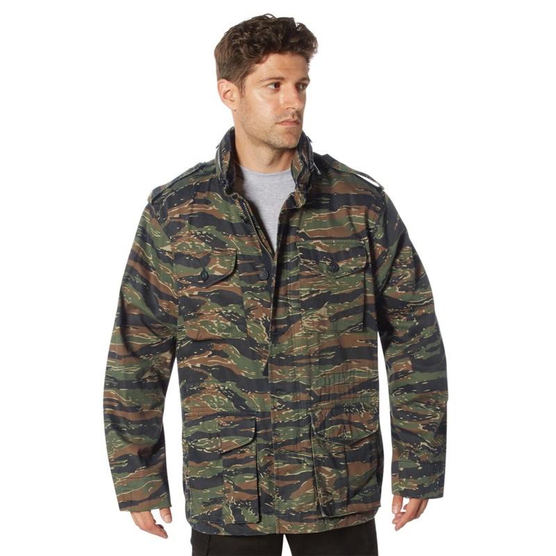 Rothco Vintage Lightweight M-65 Field Jacket - Available in Black, Woodland Camo, Sage Green, Tiger Stripe Camo Menswear