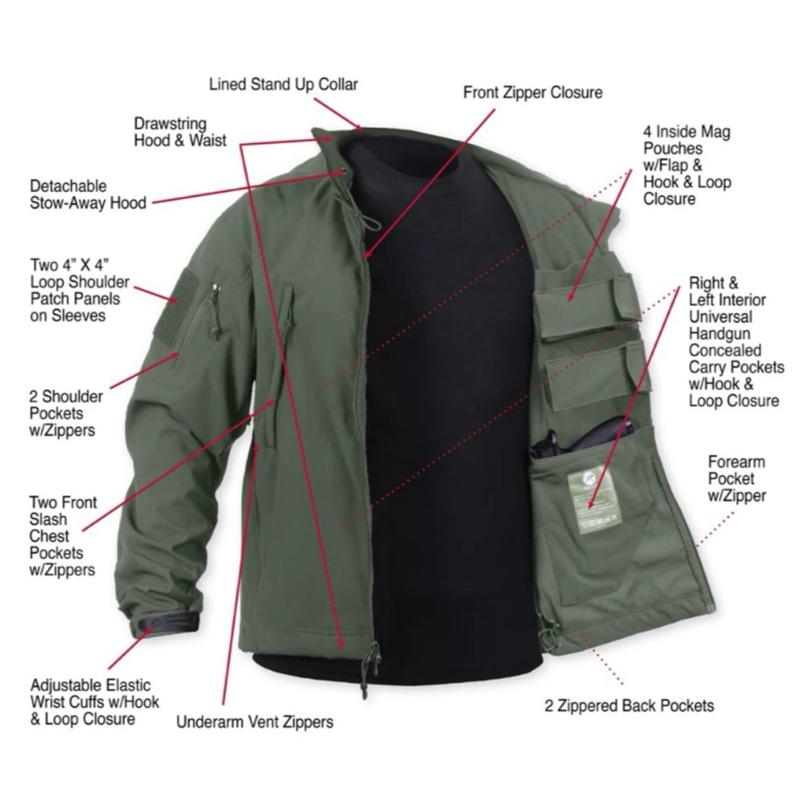 Rothco Men’s Casual Soft Shell Black Jacket - Rothco Men’s Soft Shell Jackets - Concealed Carry