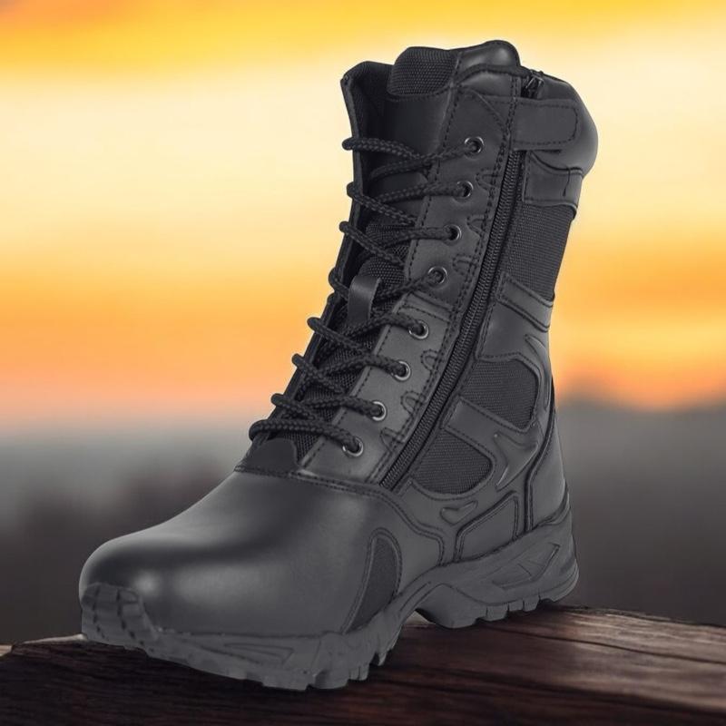 Rothco Forced Entry Deployment Boots 8 Inch Black with Side Zipper Boot Closure, Mountaineer Rubber Outsole, Rustproof Eyelet Lace System, Padded Collar Boot Footwear
