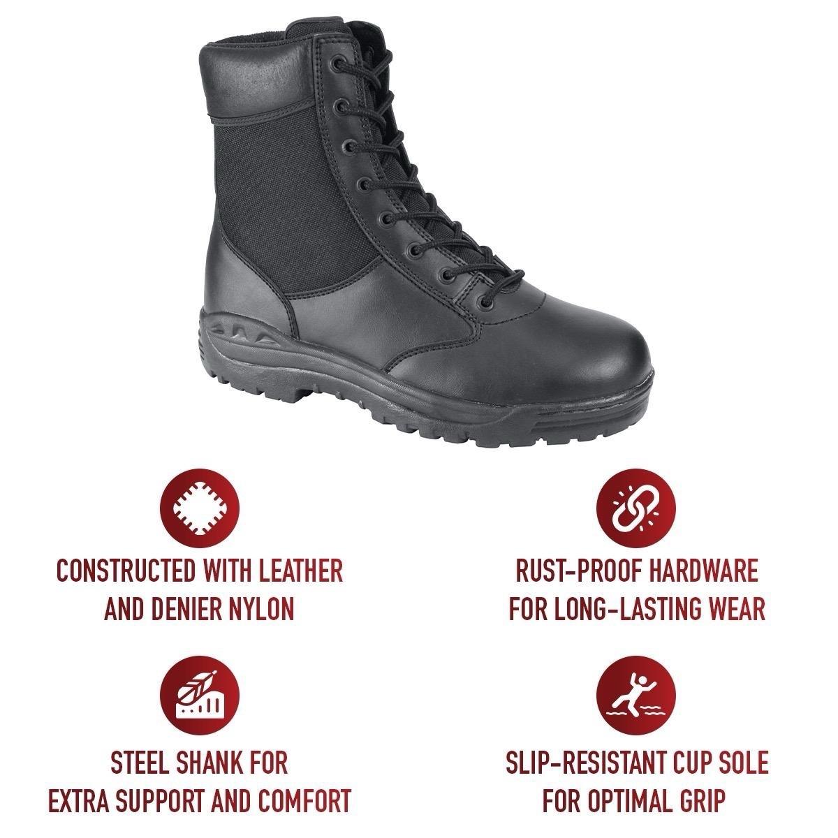Rothco Forced Entry Security Boots 8 Inch Black - Steel Shank ISO Certified Workwear Boot