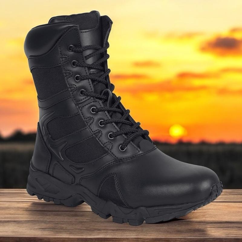 Rothco Forced Entry Deployment Boots 8 Inch Black with Side Zipper Boot Closure, Mountaineer Rubber Outsole, Rustproof Eyelet Lace System, Padded Collar Boot Footwear