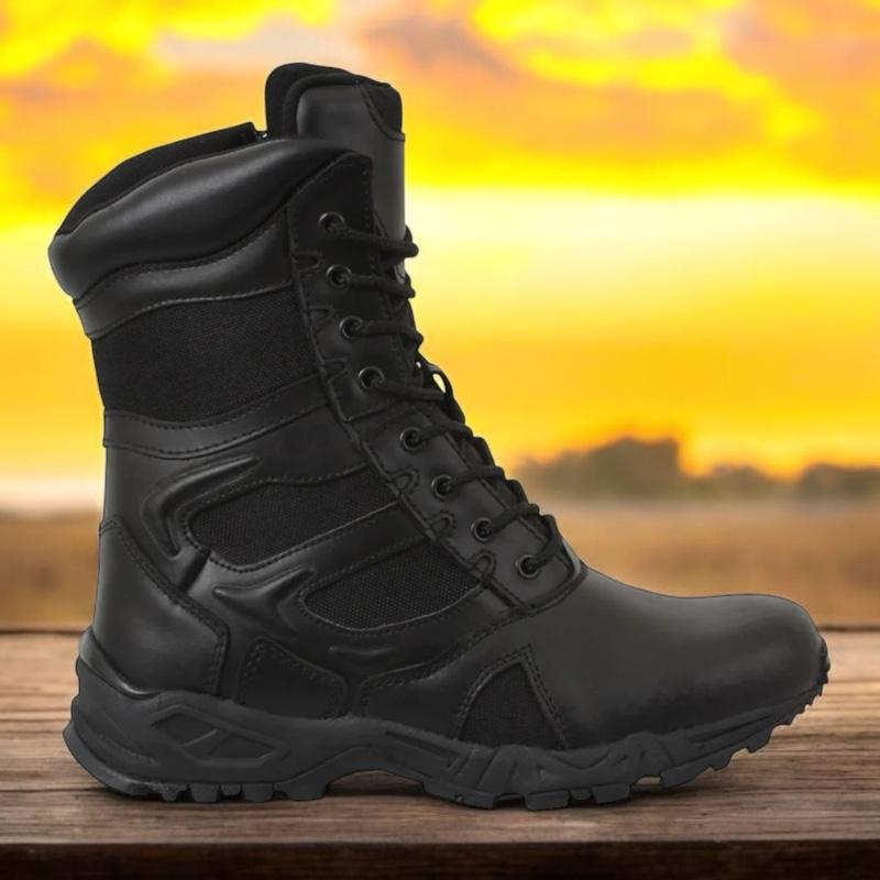 Rothco Forced Entry Deployment Boots 8 Inch Black with Side Zipper Boot Closure, Mountaineer Rubber Outsole, Rustproof Eyelet Lace System, Padded Collar Boot Footwear