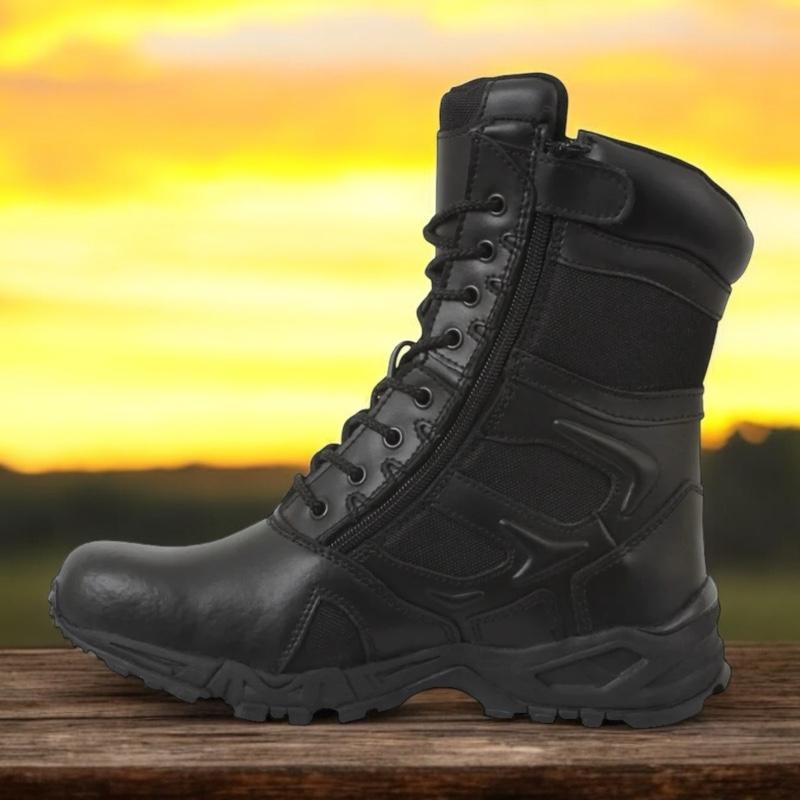Rothco Forced Entry Deployment Boots 8 Inch Black with Side Zipper Boot Closure, Mountaineer Rubber Outsole, Rustproof Eyelet Lace System, Padded Collar Boot Footwear