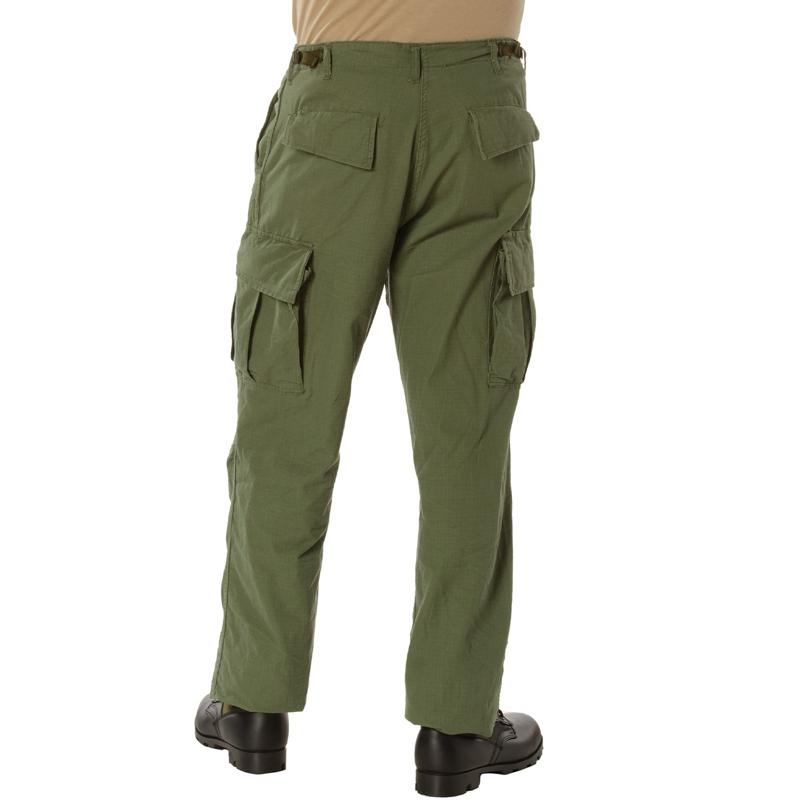 Rothco Vintage Vietnam Rip-Stop Fatigue Pants 100% Rip-Stop Cotton 32” Inseam Loose-Fitting Cargo Pants with 6 Spacious Pockets for Men - Menswear