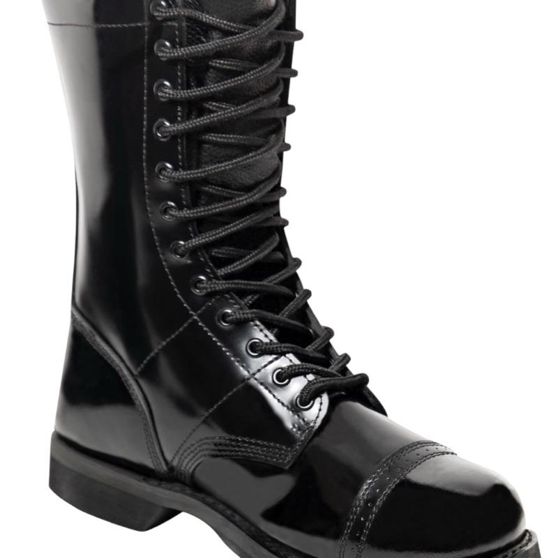 Rothco Leather Jump Boots - 10 Inch Black Boot, Cushioned Insole, Oil-Resistant Beveled Outsole, Steel Shank, 12-Eyelet Lace System, Boot