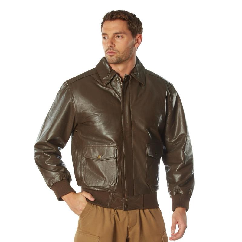 Rothco Classic A-2 Leather Flight Jacket Brown - Premium Genuine Nappa Leather