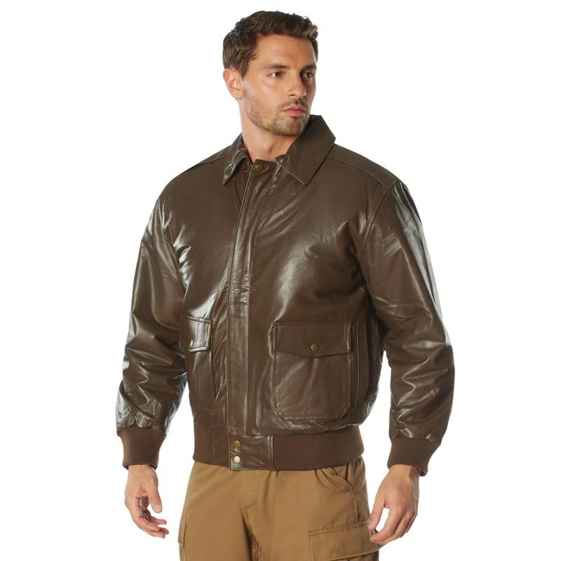 Rothco Classic A-2 Leather Flight Jacket Brown - Premium Genuine Nappa Leather