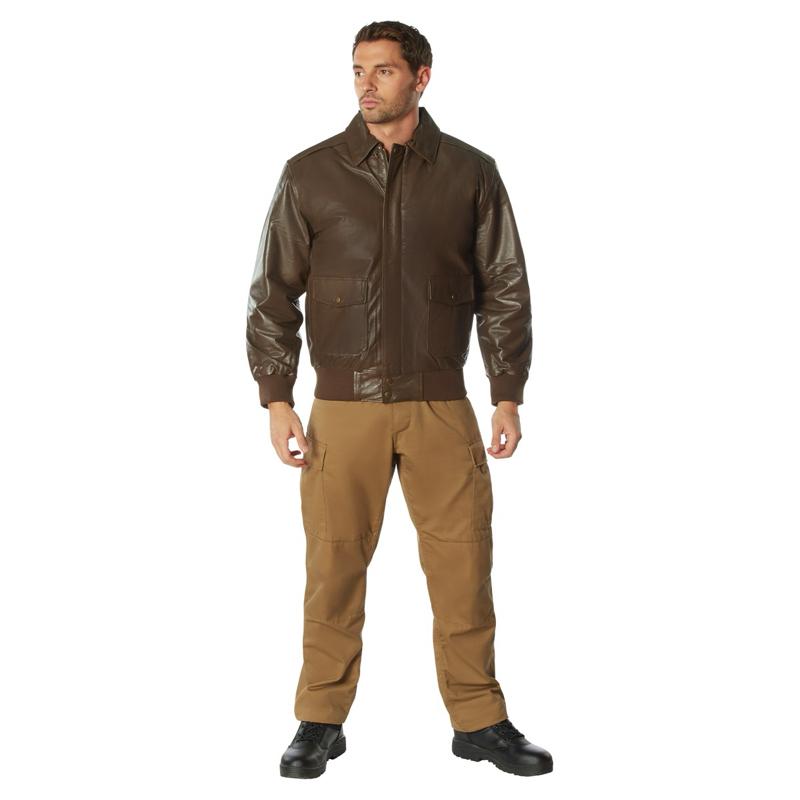Rothco Classic A-2 Leather Flight Jacket Brown - Premium Genuine Nappa Leather