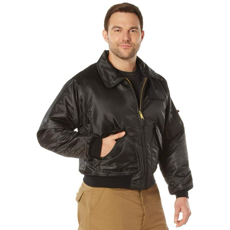 Rothco CWU-45P Flight Jacket - Black, Or Sage Green - 100% Nylon Water-Repellent Outer Shell, Quilted Lining, Full Fit, Long Sleeve, Cold Weather Jacket - Bomber, Fabric, Knit, Badge, Coats, Classic Men’s Jackets