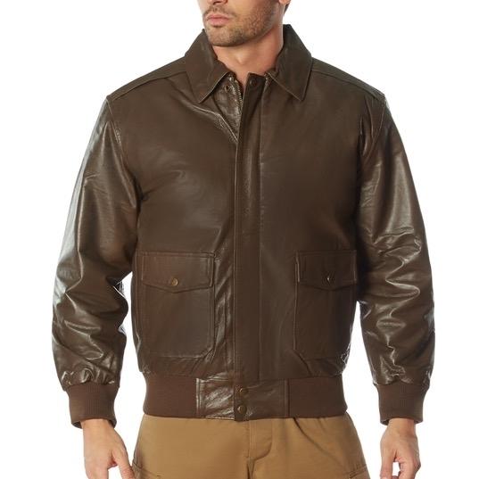 Rothco Classic A-2 Leather Flight Jacket Brown - Premium Genuine Nappa Leather