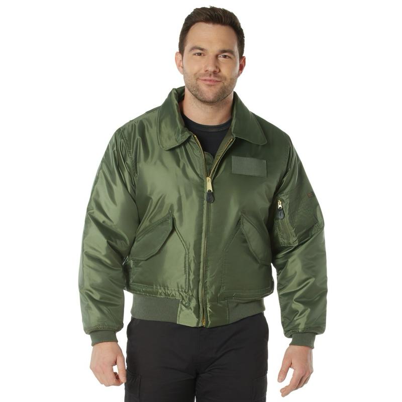 Rothco CWU-45P Flight Jacket - Black, Or Sage Green - 100% Nylon Water-Repellent Outer Shell, Quilted Lining, Full Fit, Long Sleeve, Cold Weather Jacket - Bomber, Fabric, Knit, Badge, Coats, Classic Men’s Jackets