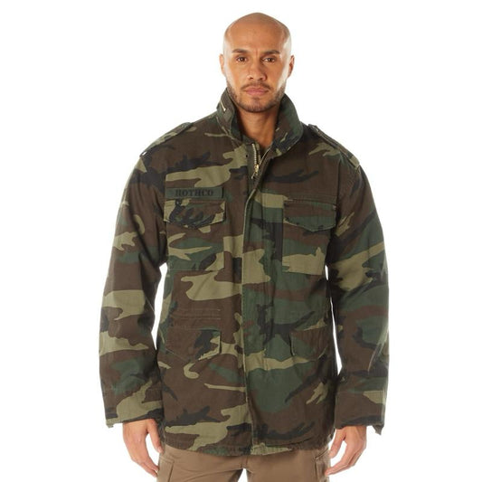 Rothco Men’s Vintage M-65 Field Jacket - Woodland Camo Casual Jackets Menswear