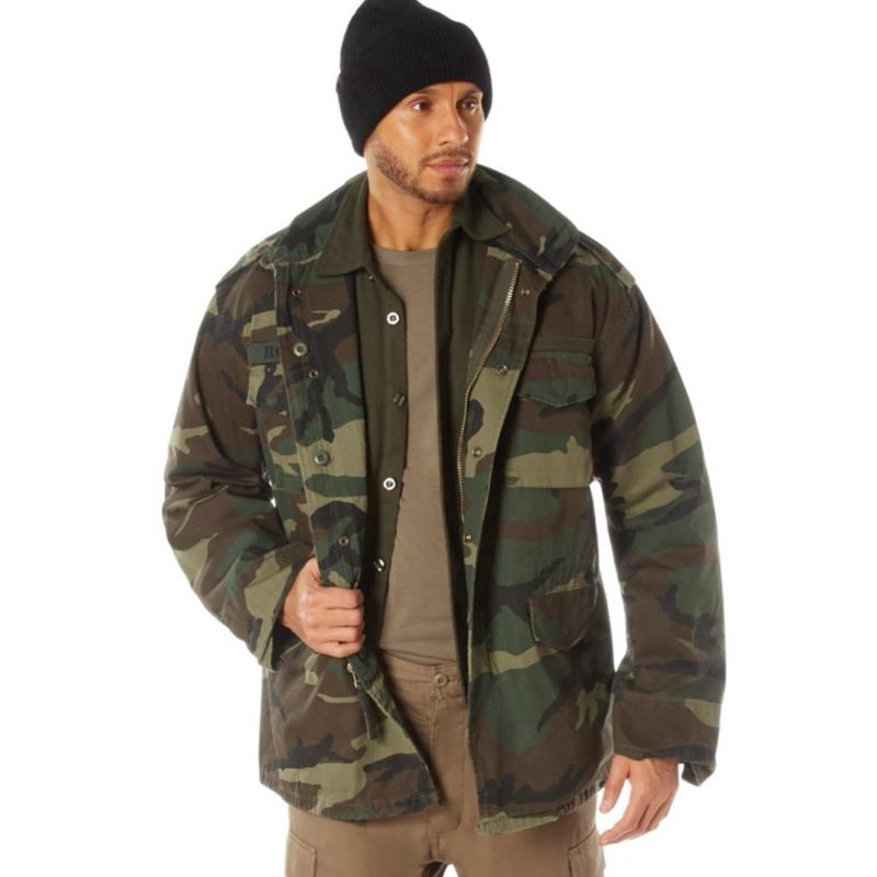 Rothco Men’s Vintage M-65 Field Jacket - Woodland Camo Casual Jackets Menswear