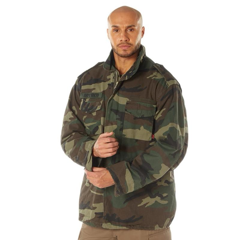 Rothco Men’s Vintage M-65 Field Jacket - Woodland Camo Casual Jackets Menswear