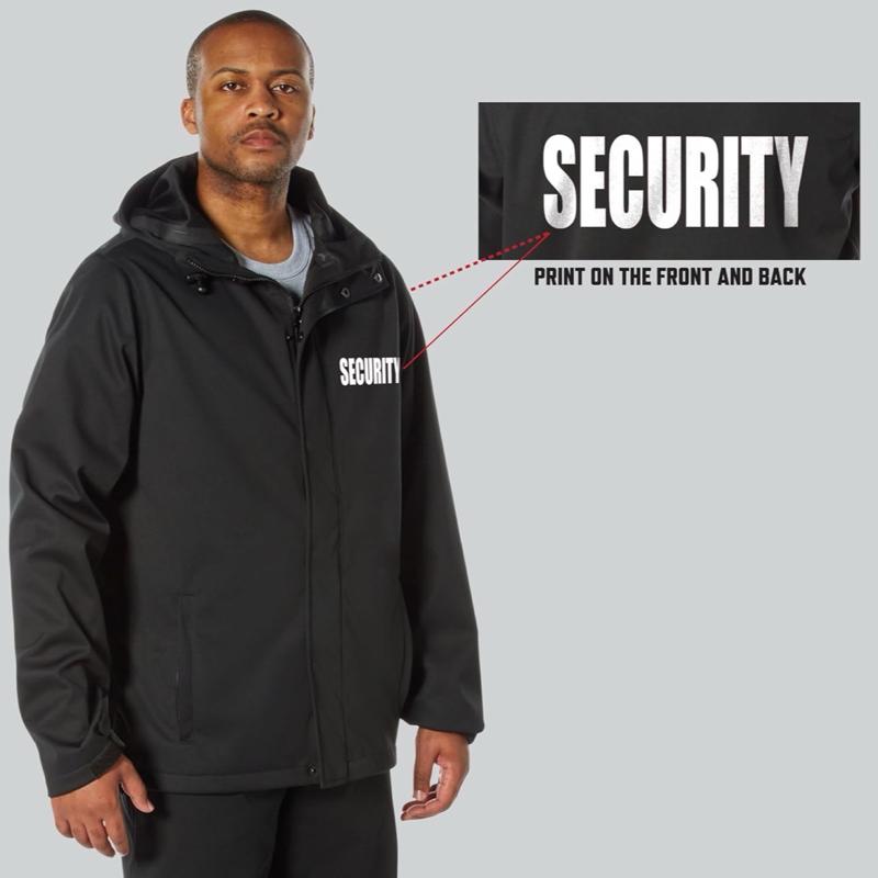 Rothco Shadow Ops Waterproof Security Rain Jacket Black - 5,000mm Waterproof Rating, Long Sleeve, 2 Zippered Hand Pockets, Drawstring Hood, Casual Design for Security Use